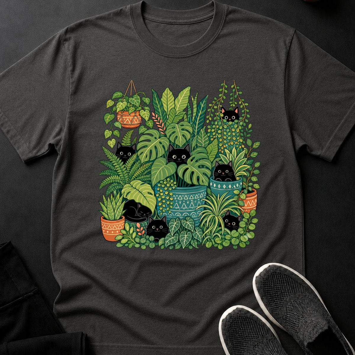 Cats Hiding In Houseplant Jungle Cat Tee