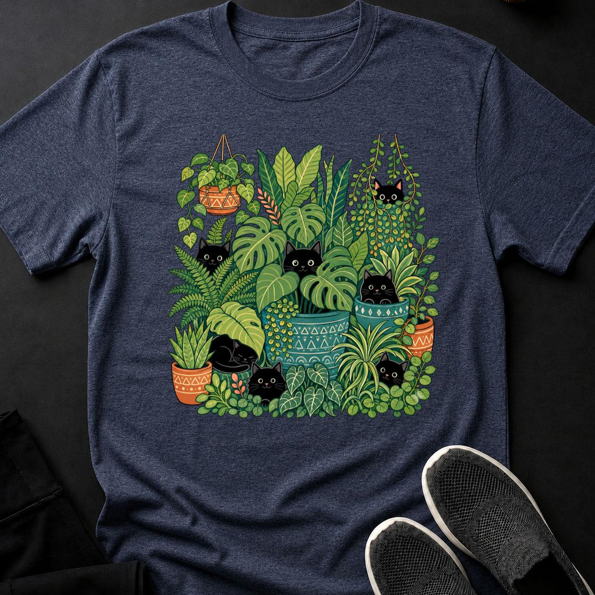 Cats Hiding In Houseplant Jungle Cat Tee