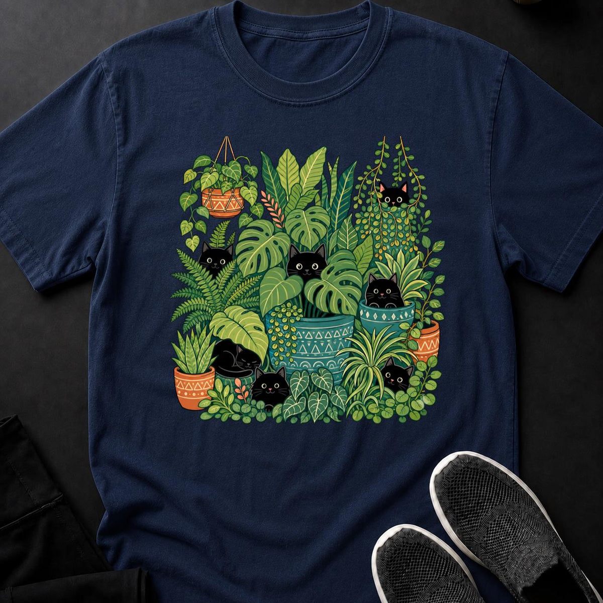 Cats Hiding In Houseplant Jungle Cat Tee