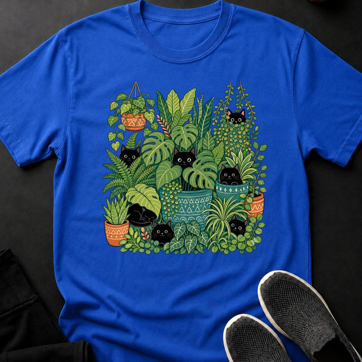 Cats Hiding In Houseplant Jungle Cat Tee