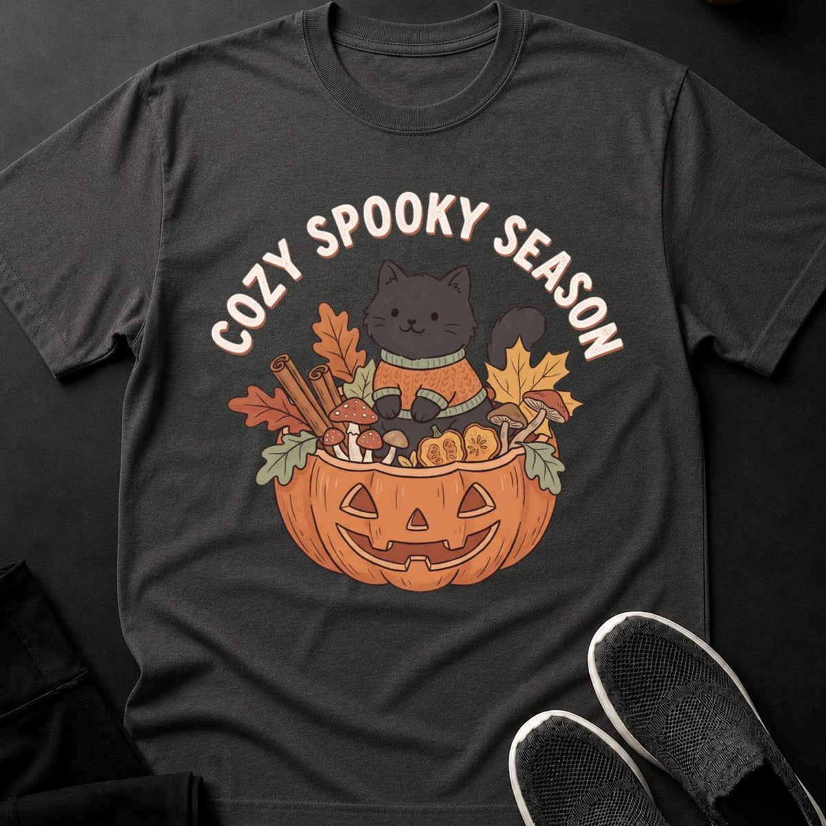 Cozy Spooky Season Cat Tee