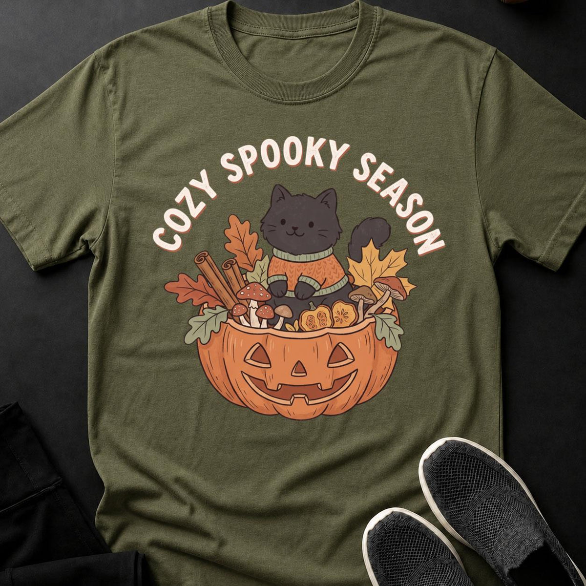 Cozy Spooky Season Cat Tee