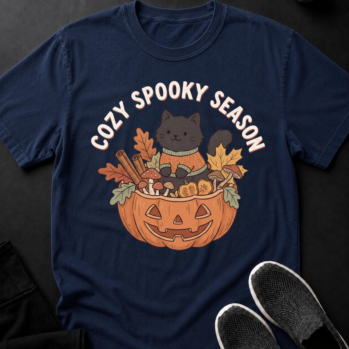 Cozy Spooky Season Cat Tee