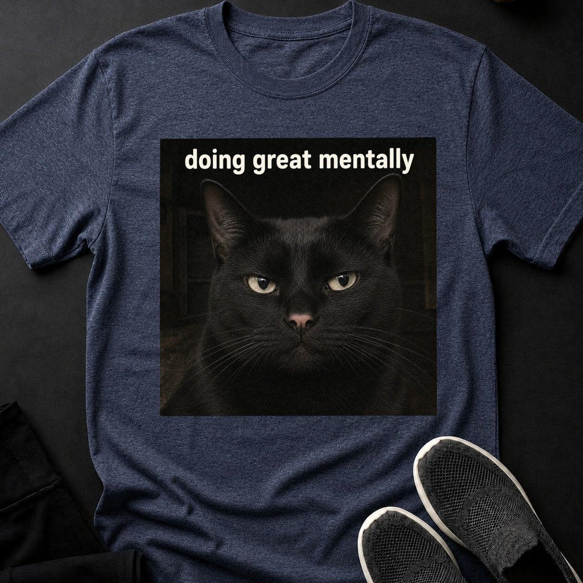 Doing Great Mentally_ Black Cat Meme