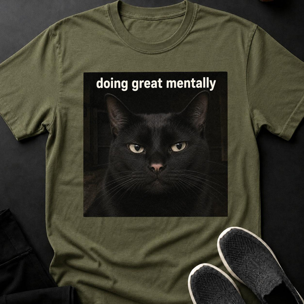 Doing Great Mentally_ Black Cat Meme