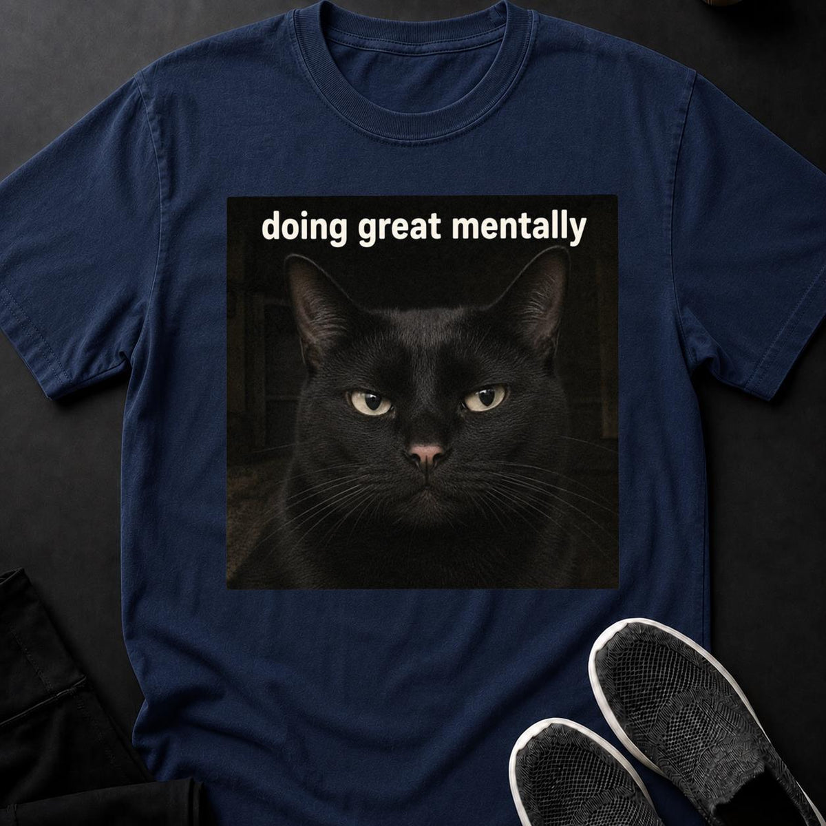 Doing Great Mentally_ Black Cat Meme