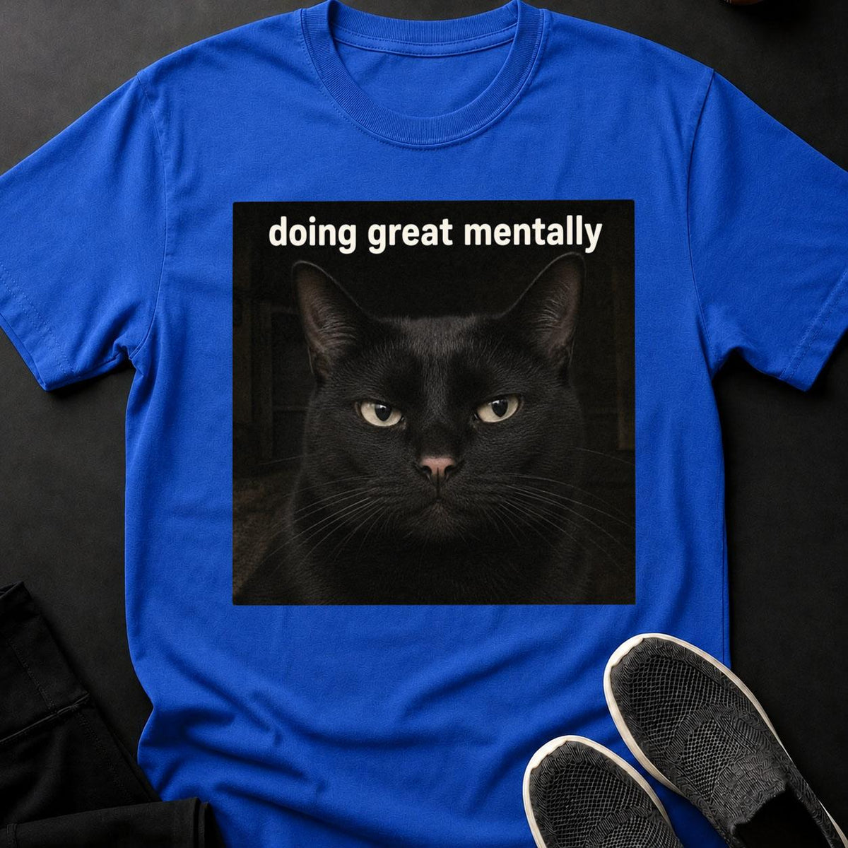 Doing Great Mentally_ Black Cat Meme