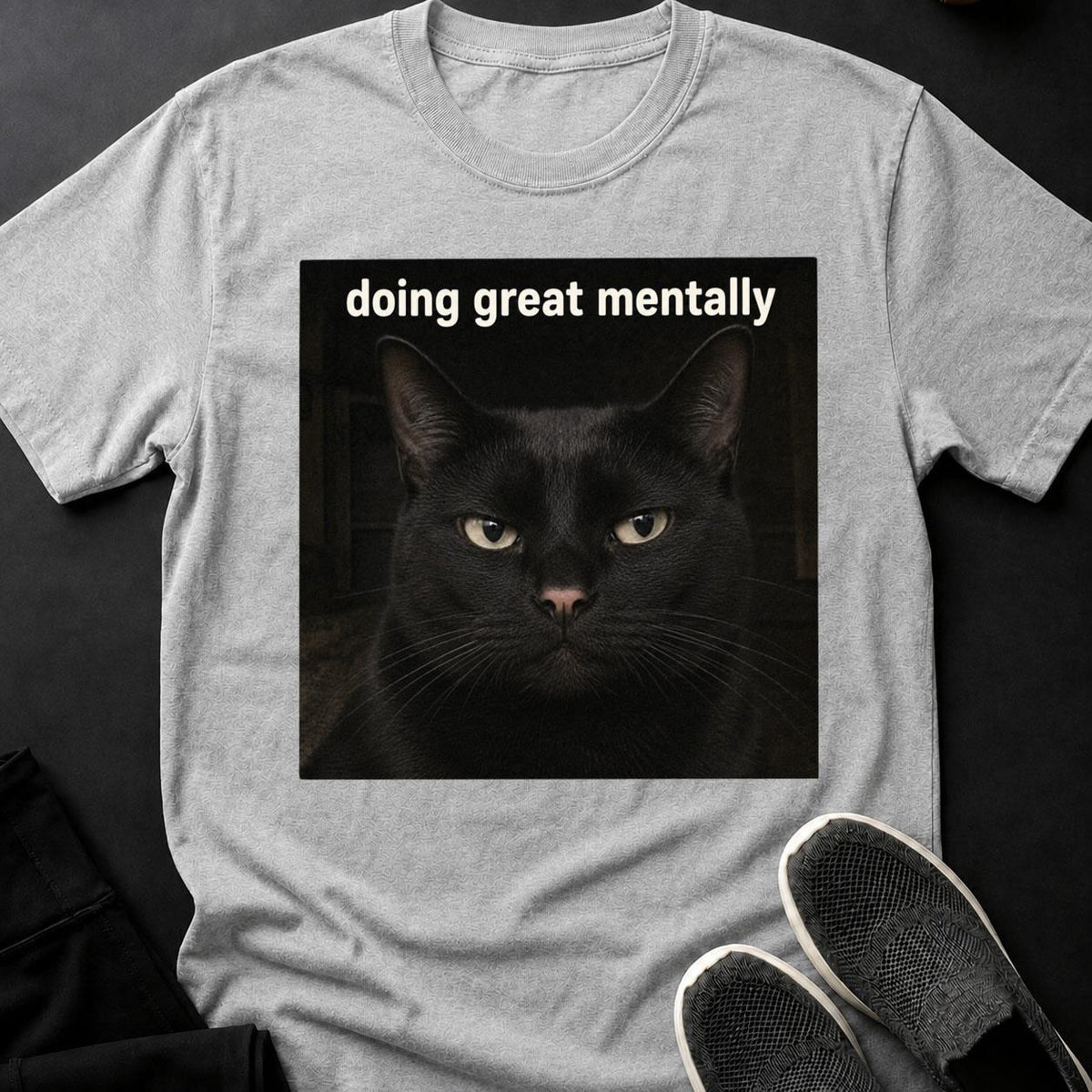 Doing Great Mentally_ Black Cat Meme