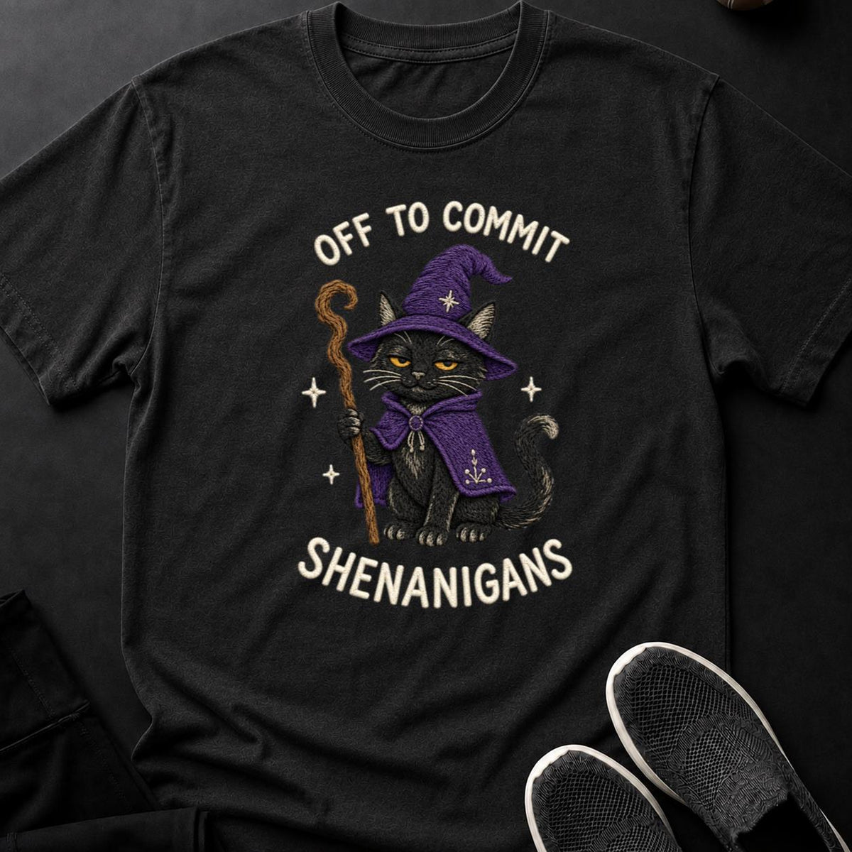Embroidered Wizard Cat Shenanigans
