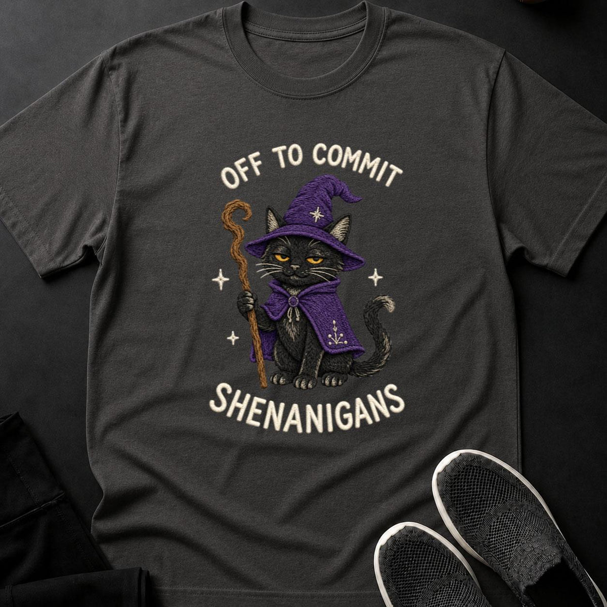 Embroidered Wizard Cat Shenanigans