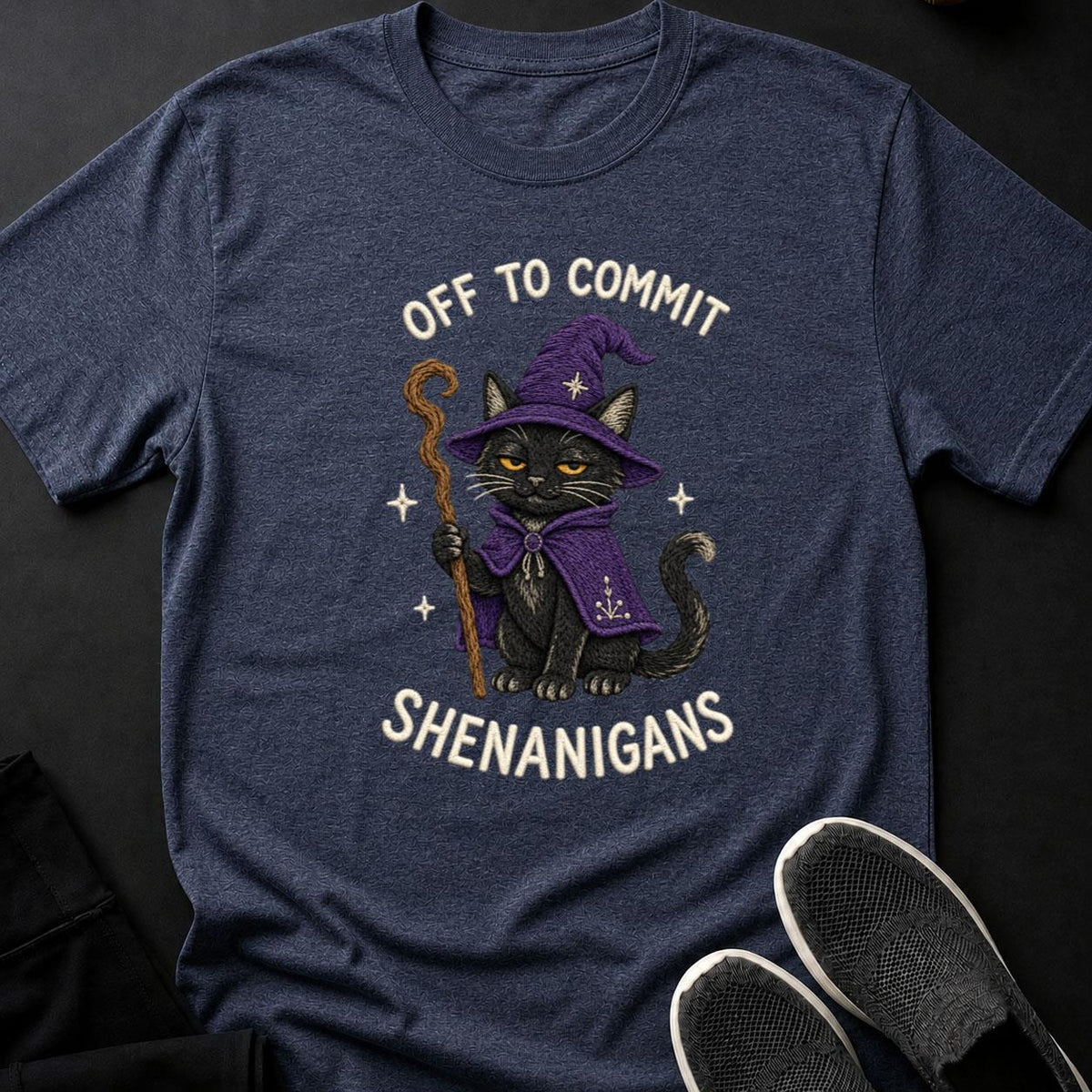 Embroidered Wizard Cat Shenanigans