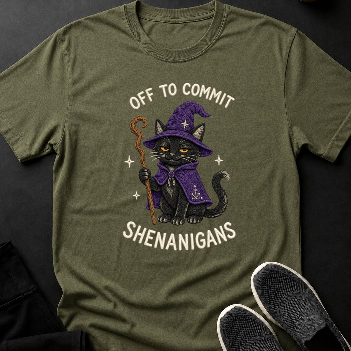 Embroidered Wizard Cat Shenanigans