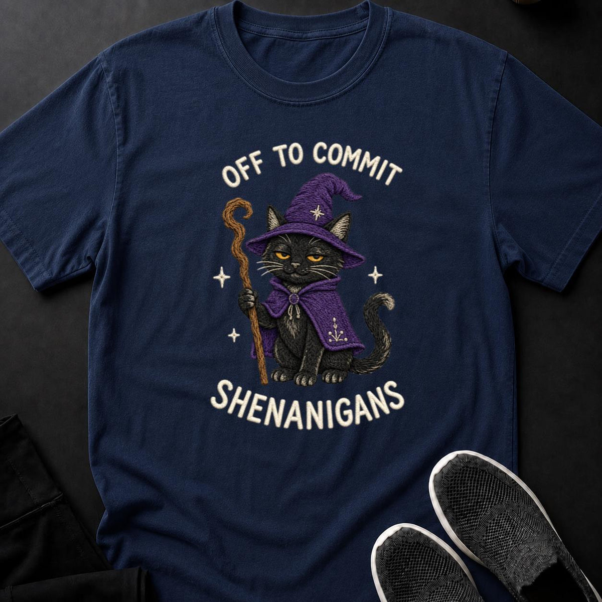 Embroidered Wizard Cat Shenanigans