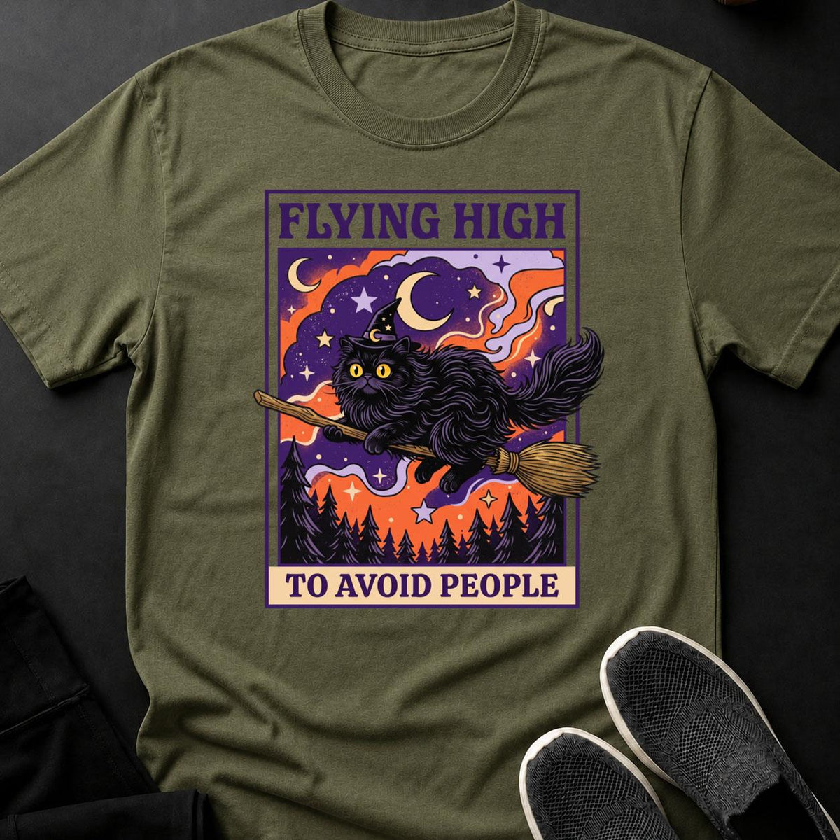 Flying High To Avoid People Cat Tee