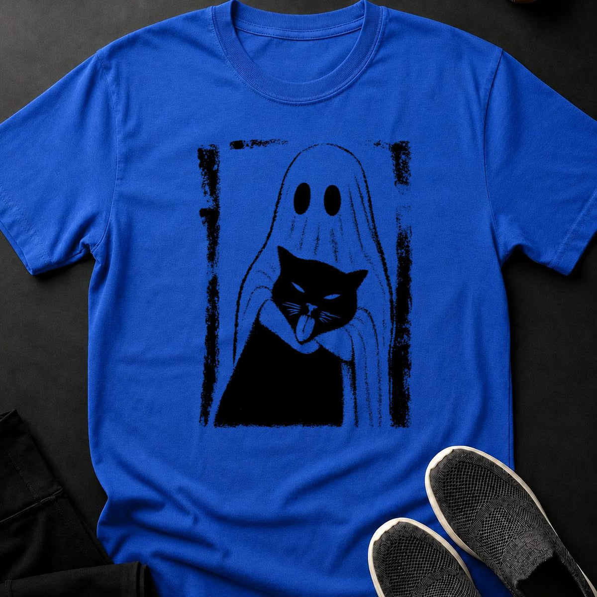Ghost Holding Cat Dark Creepy Tee