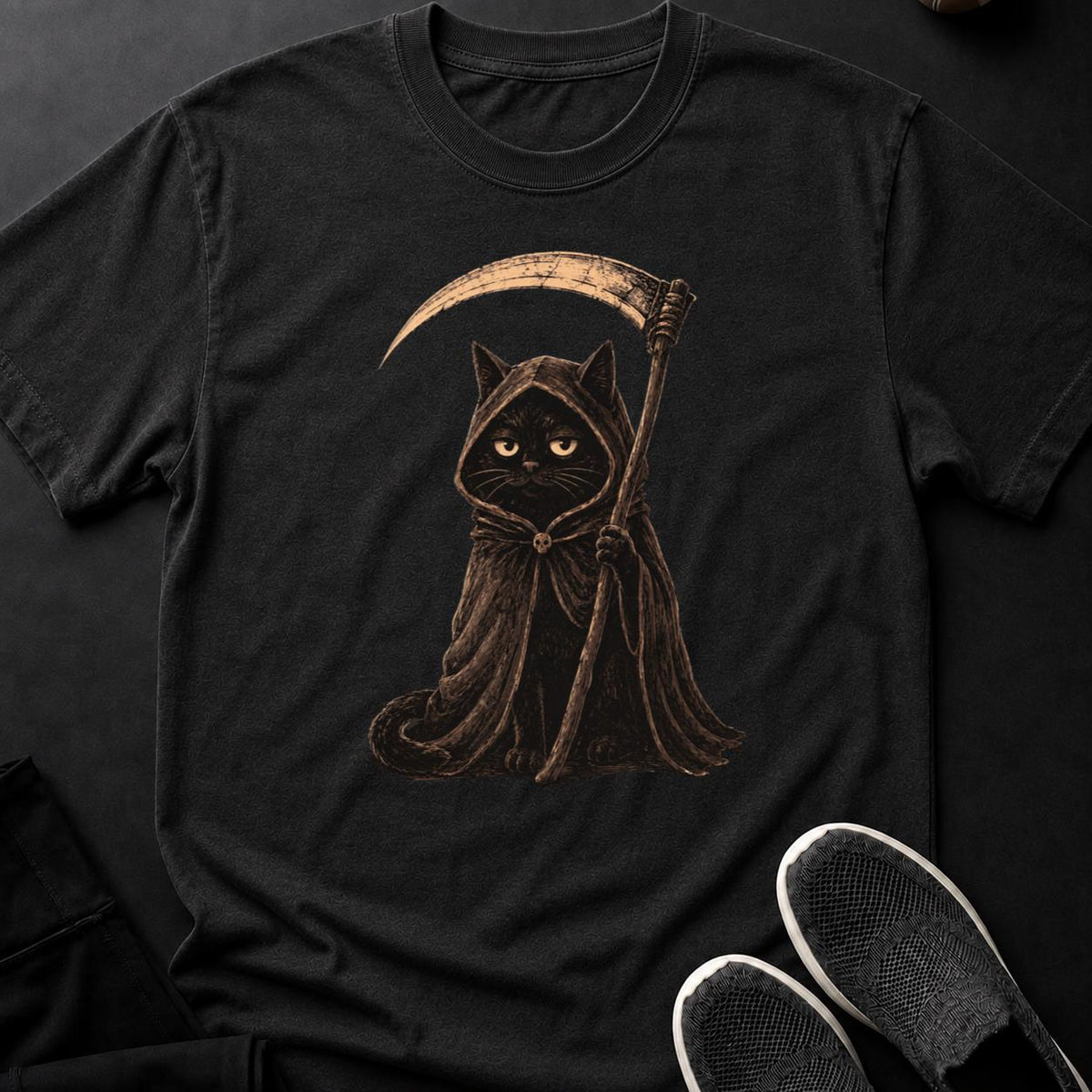 Grim Reaper Cat Scythe Hooded Tee