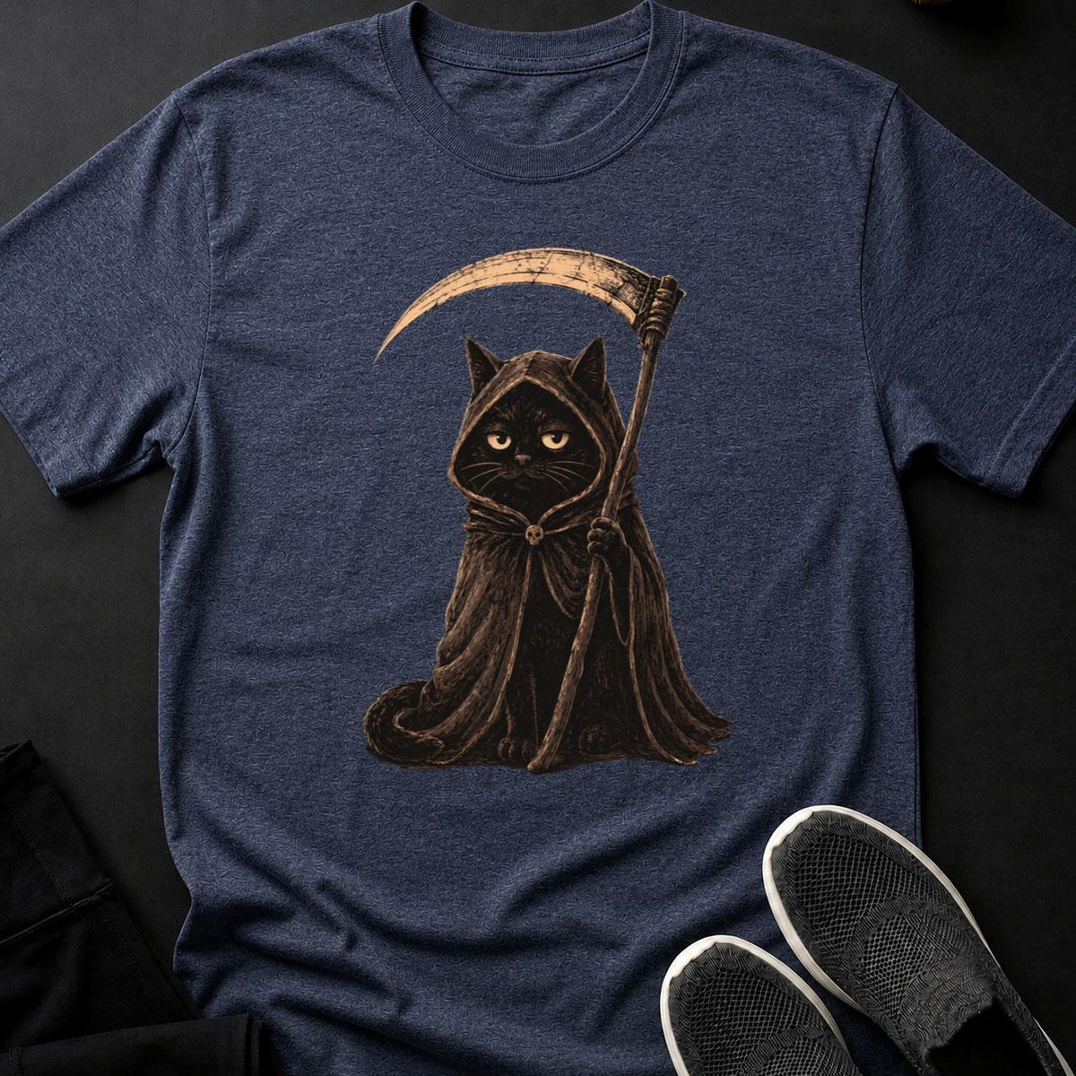 Grim Reaper Cat Scythe Hooded Tee