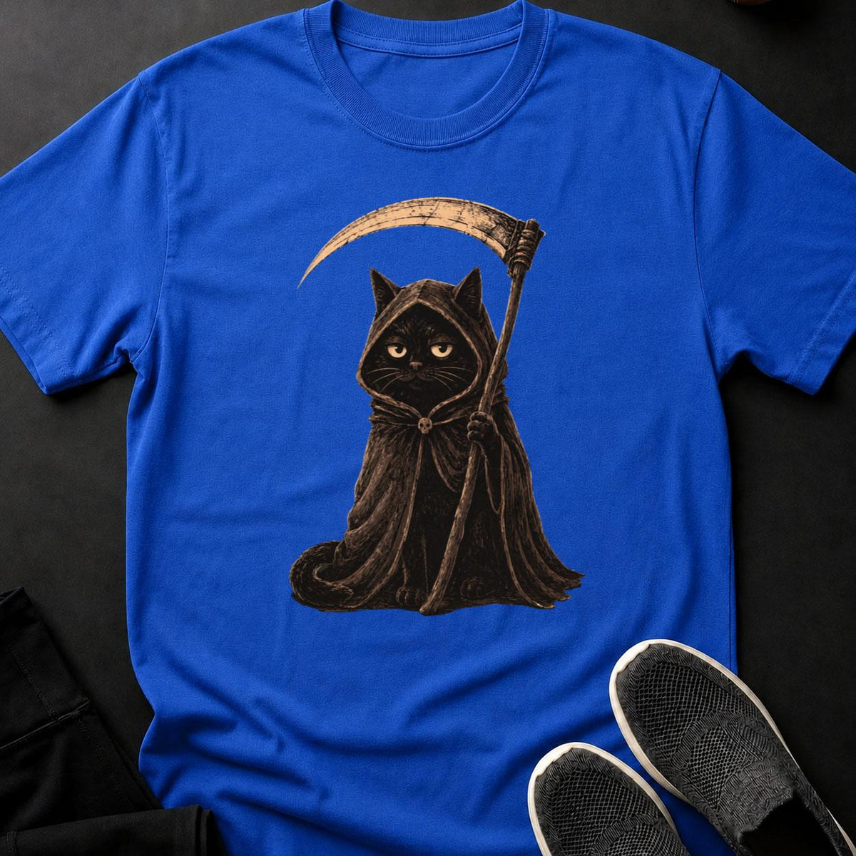 Grim Reaper Cat Scythe Hooded Tee
