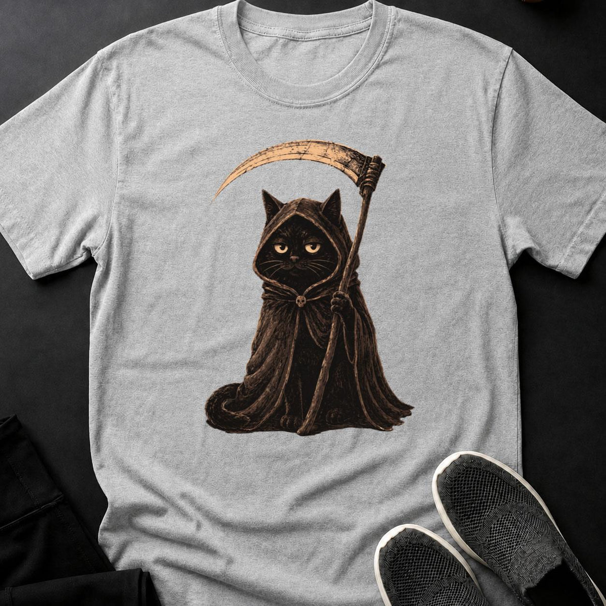Grim Reaper Cat Scythe Hooded Tee