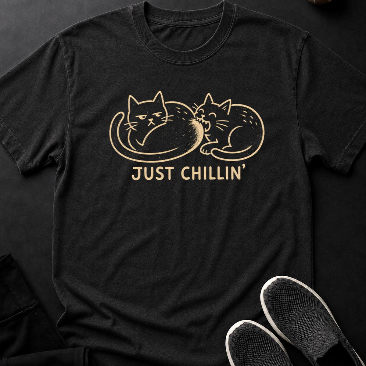 Just Chillin Two Cats Grumpy Tee