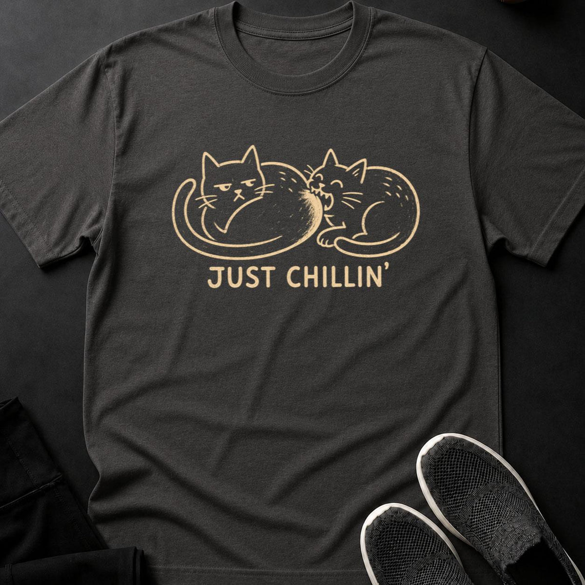 Just Chillin Two Cats Grumpy Tee