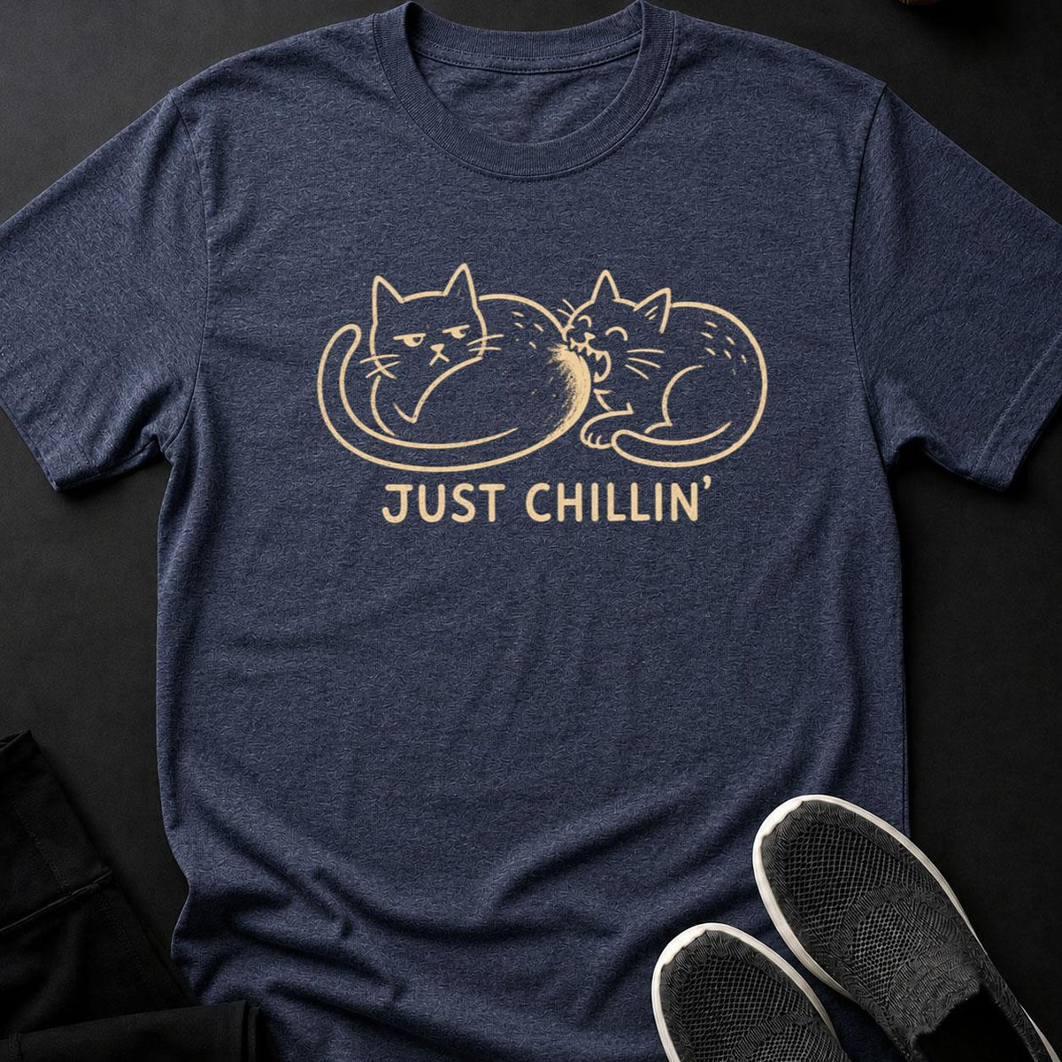 Just Chillin Two Cats Grumpy Tee