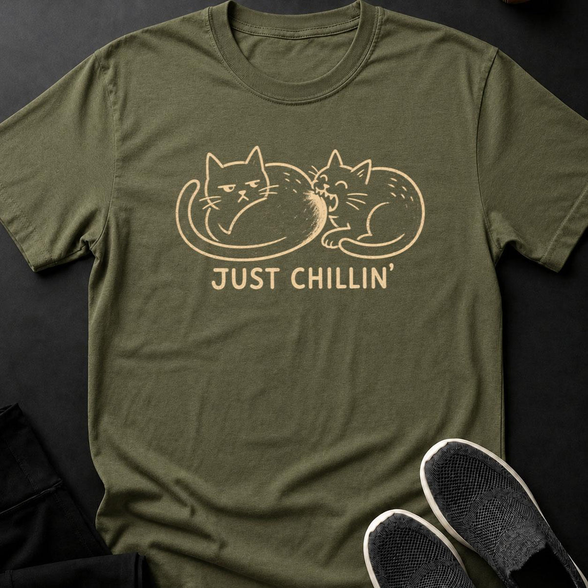 Just Chillin Two Cats Grumpy Tee