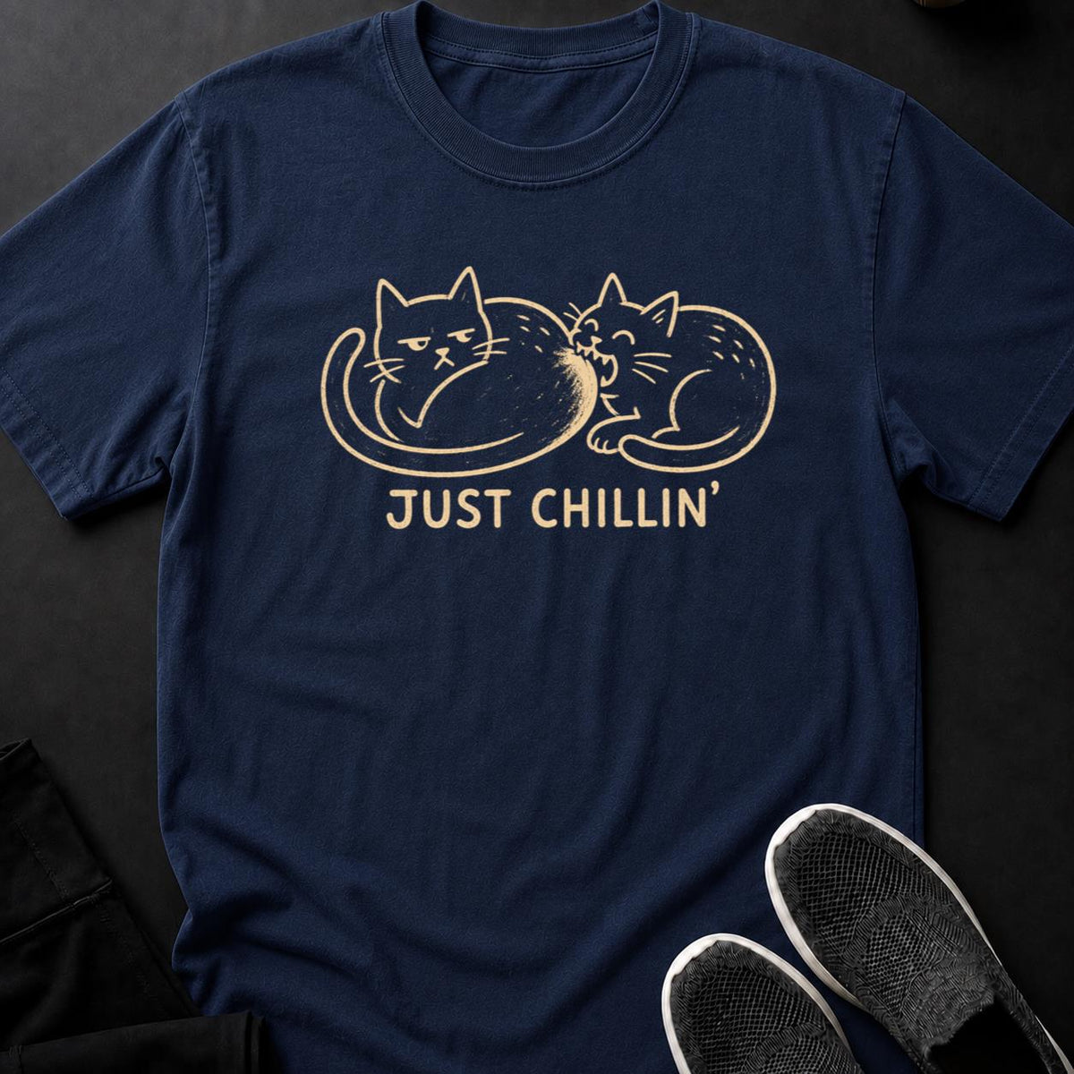 Just Chillin Two Cats Grumpy Tee