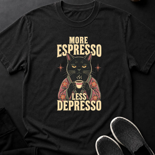 More Espresso Less Depresso Kimono Cat Tee