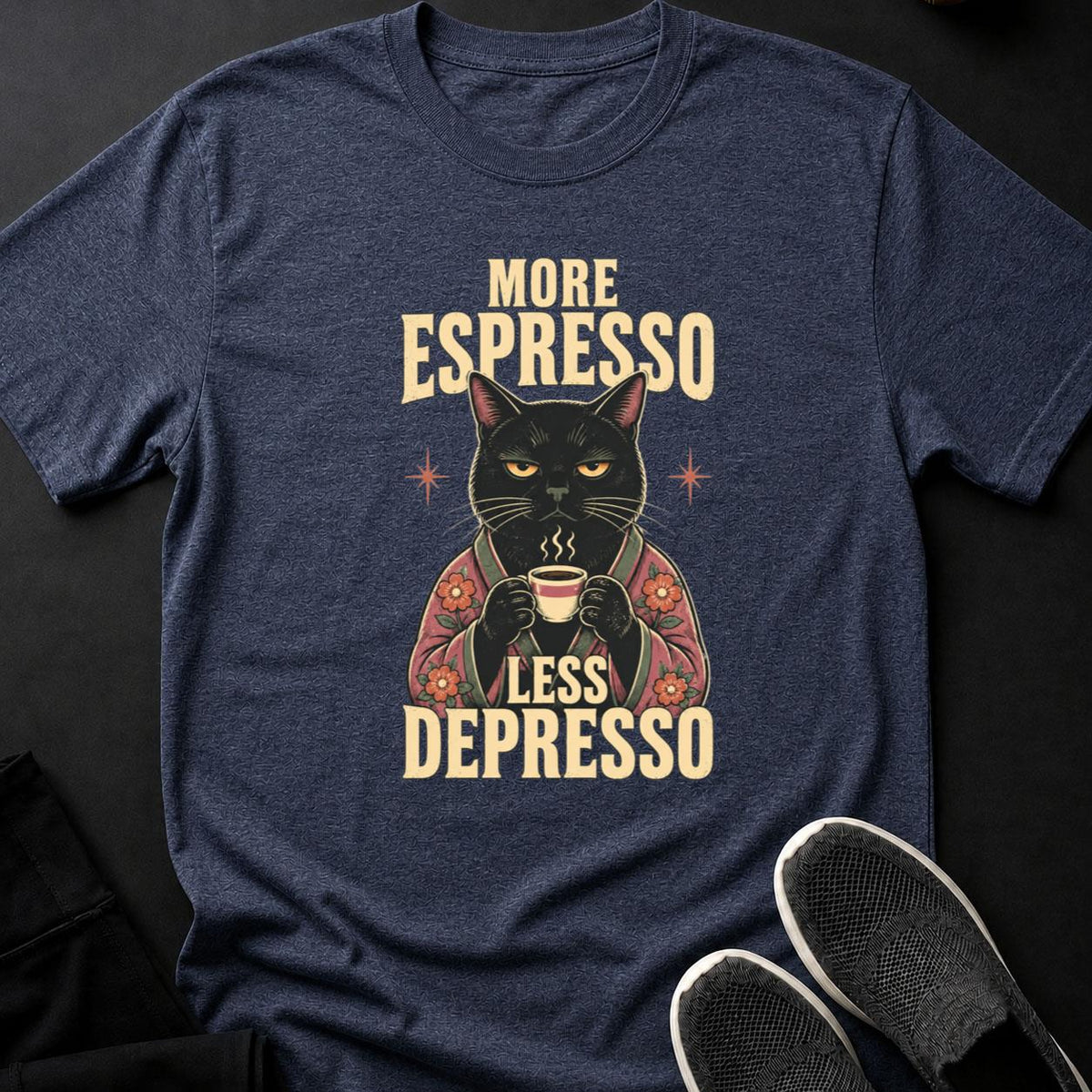 More Espresso Less Depresso Kimono Cat Tee