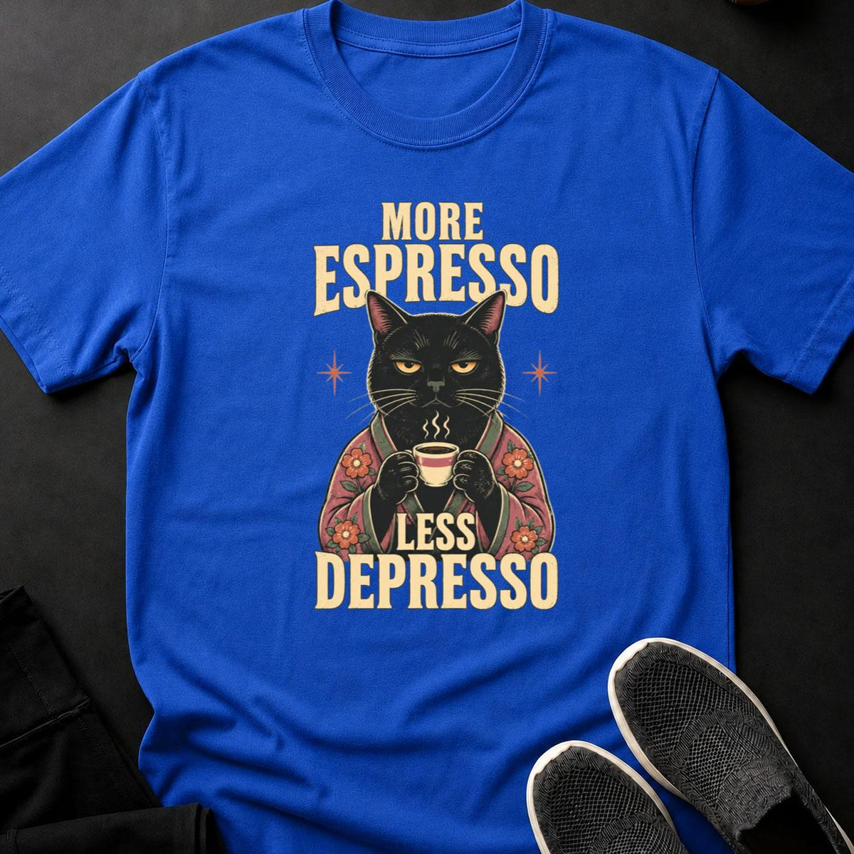 More Espresso Less Depresso Kimono Cat Tee