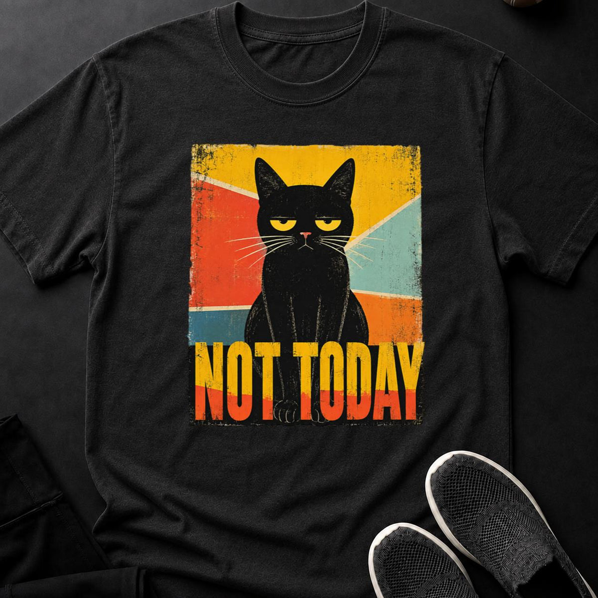Not Today Retro Grumpy Cat Cat Tee