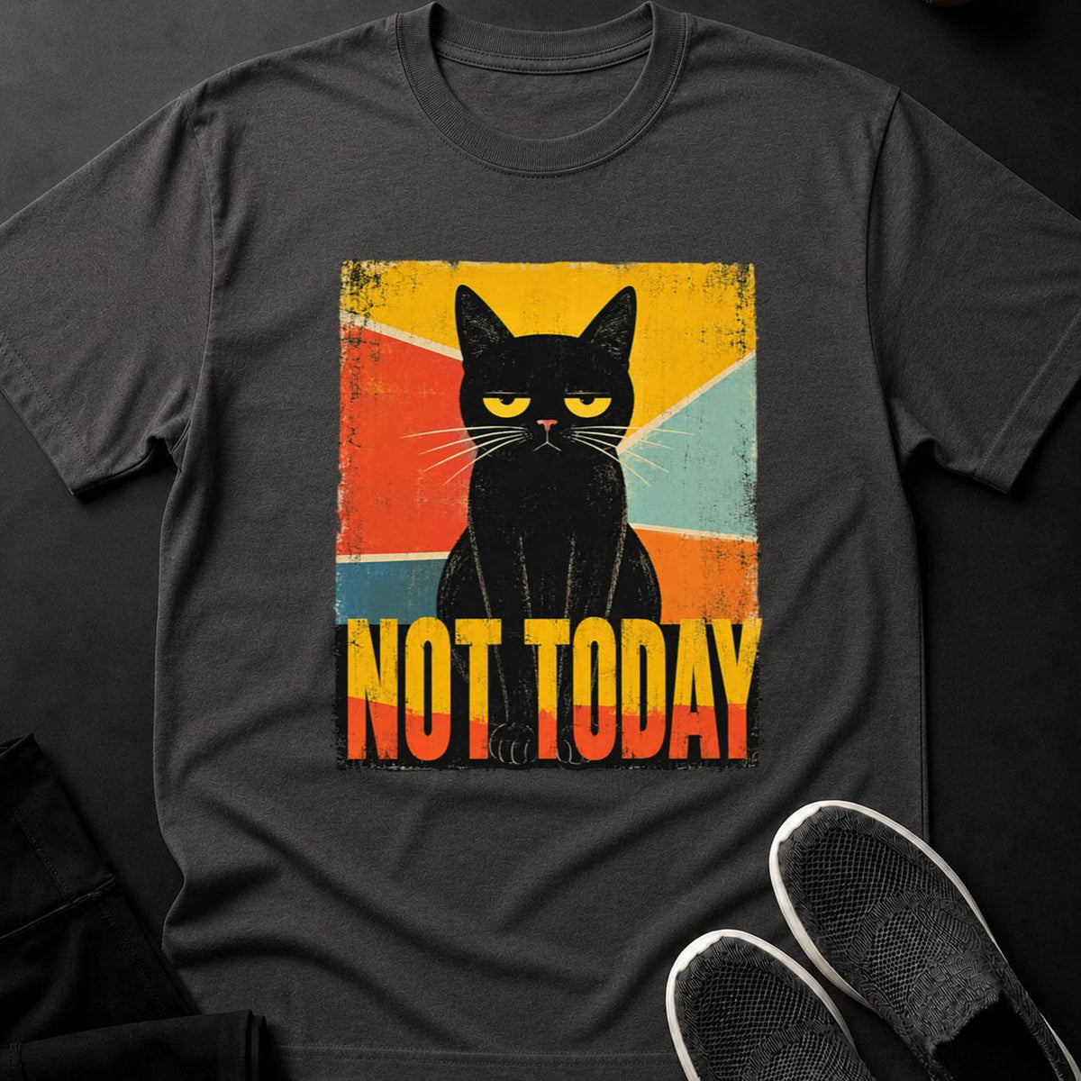 Not Today Retro Grumpy Cat Cat Tee