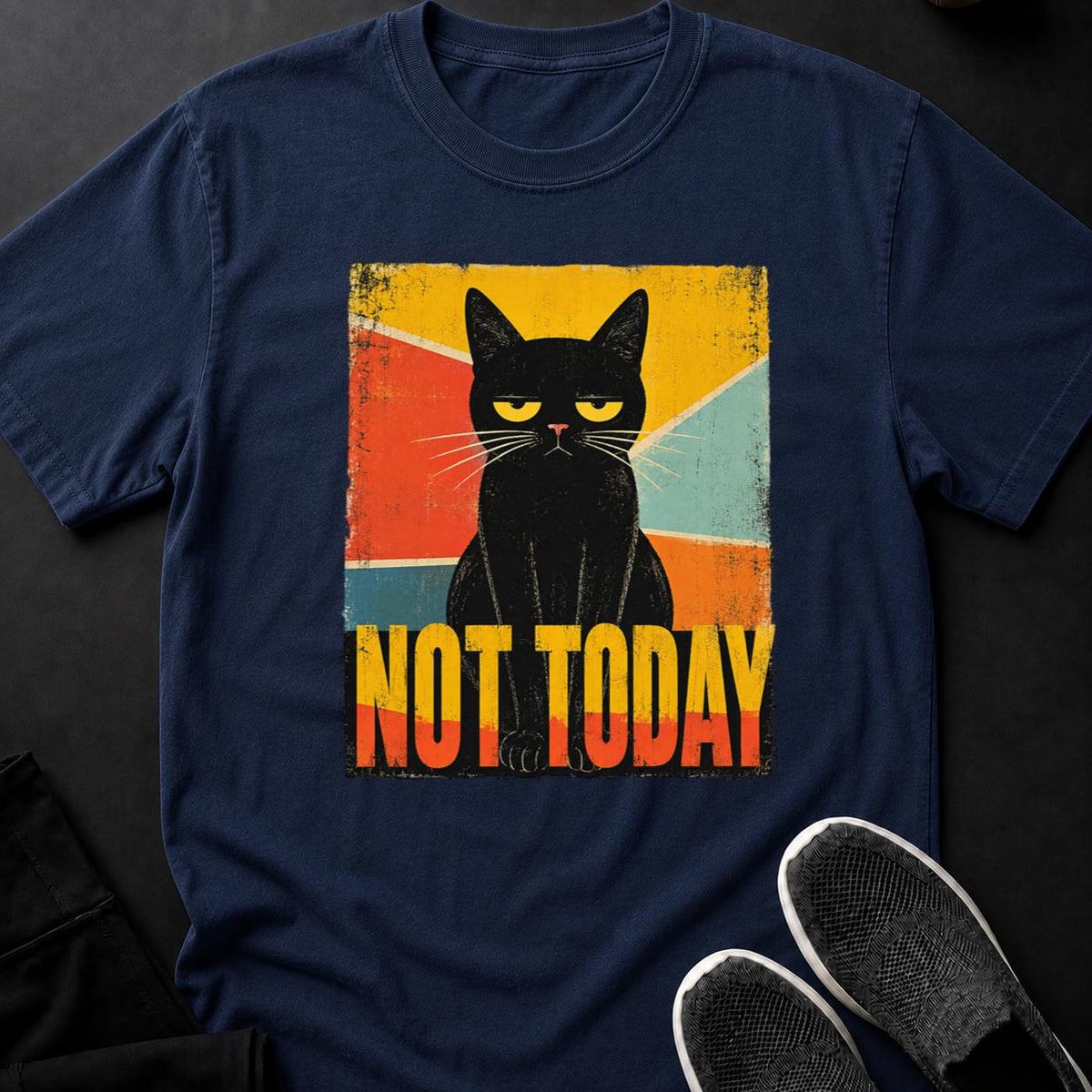 Not Today Retro Grumpy Cat Cat Tee