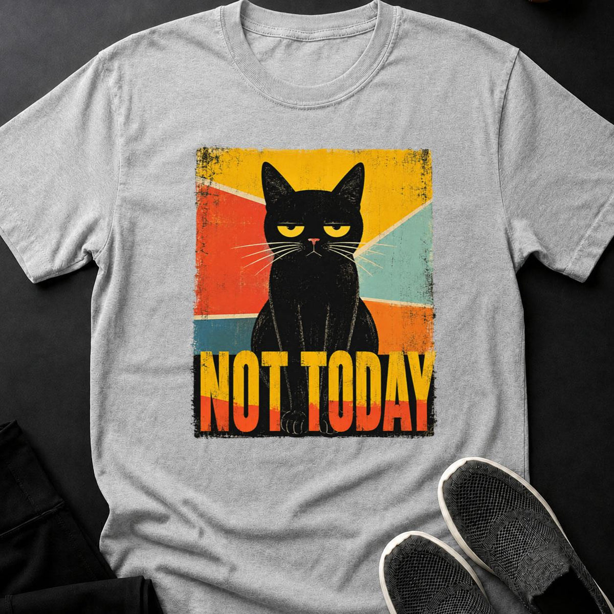 Not Today Retro Grumpy Cat Cat Tee