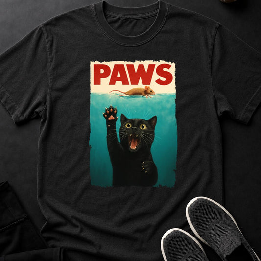 PAWS Jaws Parody Cat Mouse Tee