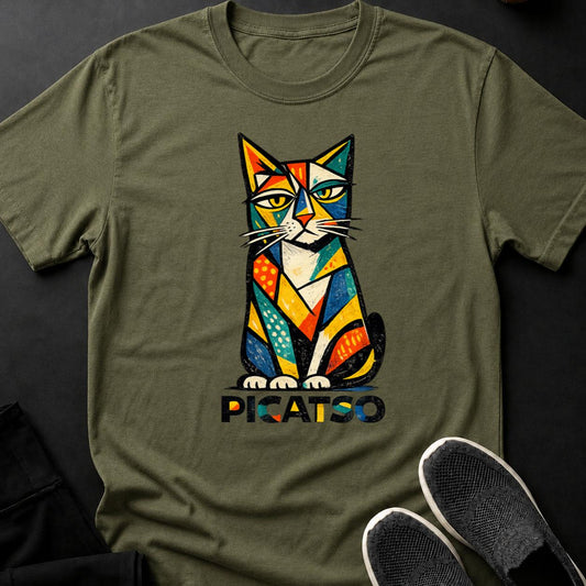 Picasso Cubist Art Geometric Cat Tee