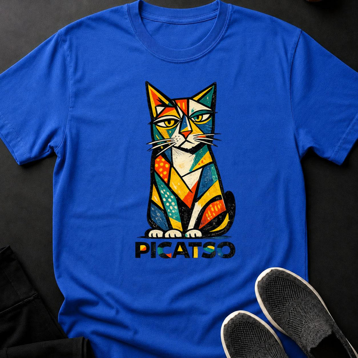 Picasso Cubist Art Geometric Cat Tee