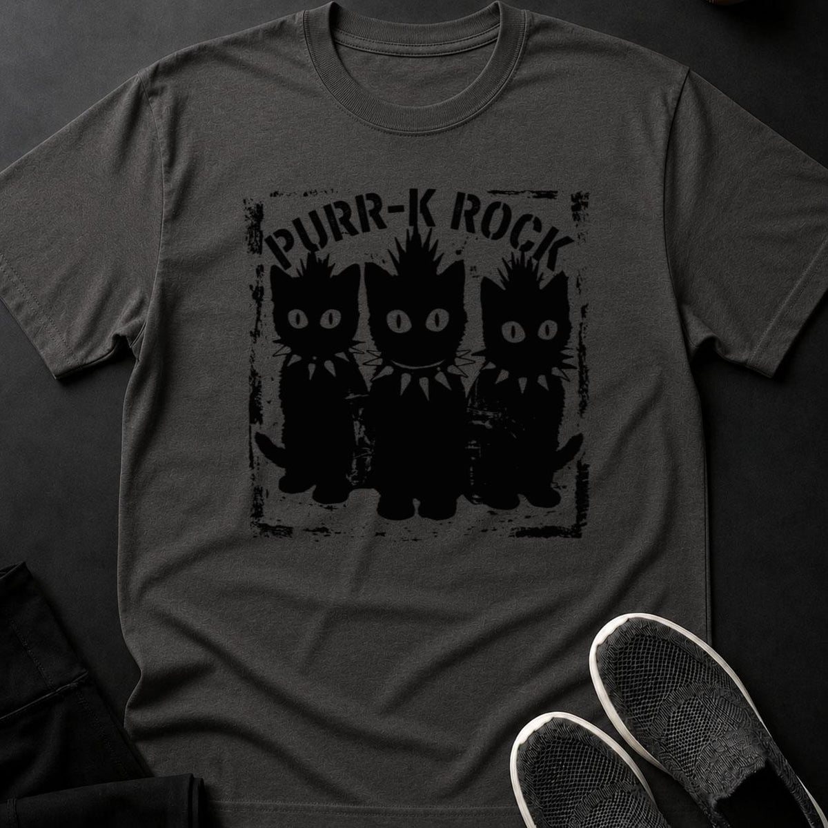 Purr K Rock Punk Cats Mohawk Tee