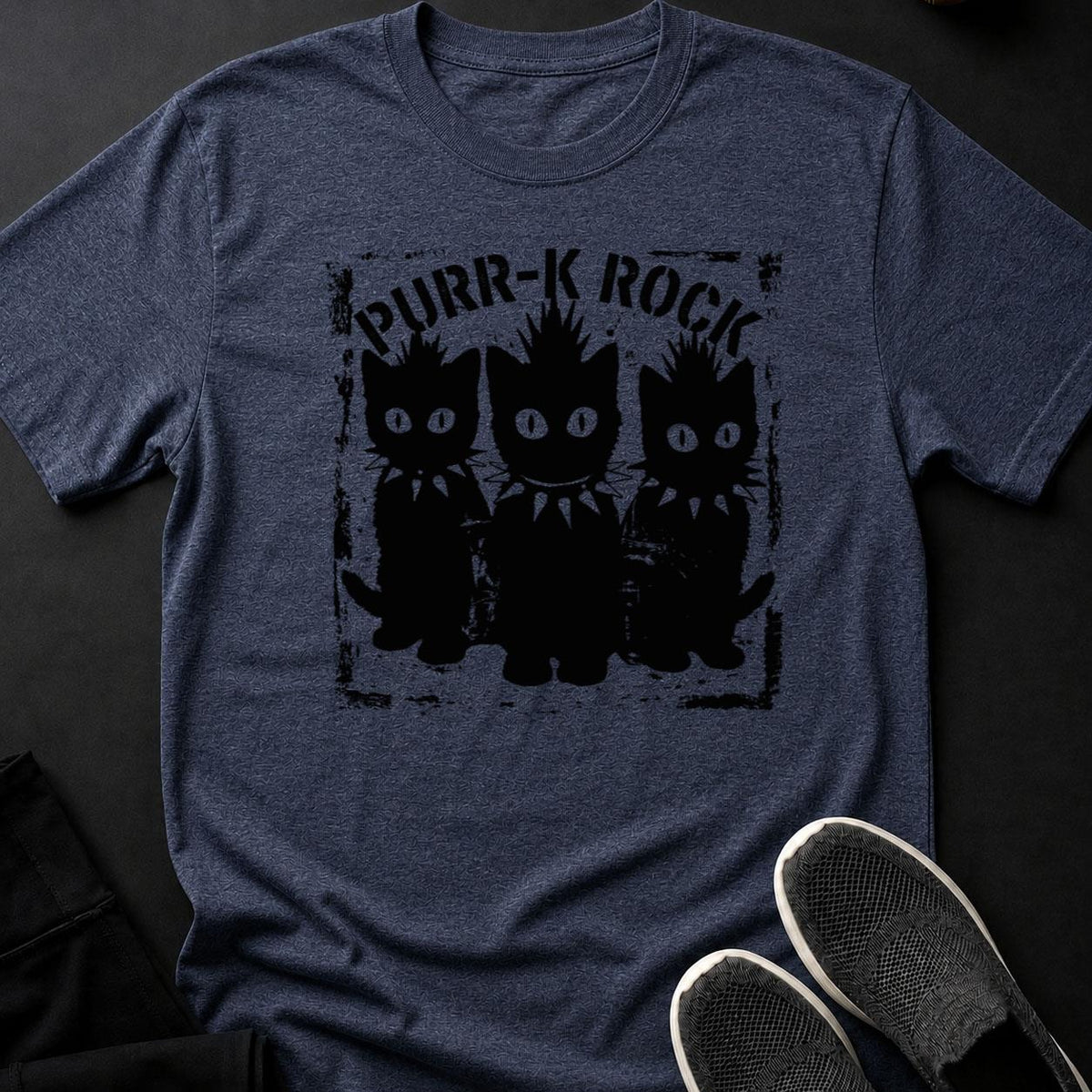 Purr K Rock Punk Cats Mohawk Tee
