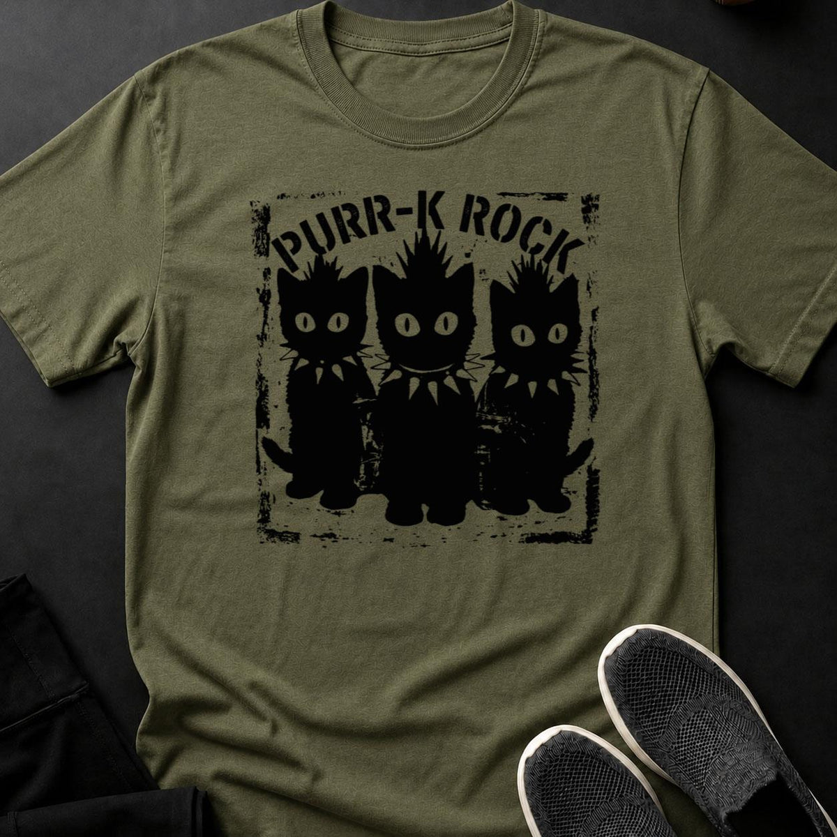 Purr K Rock Punk Cats Mohawk Tee