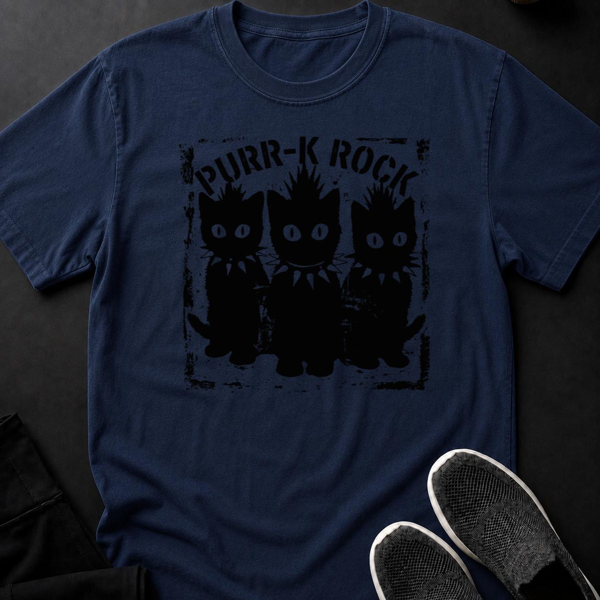 Purr K Rock Punk Cats Mohawk Tee