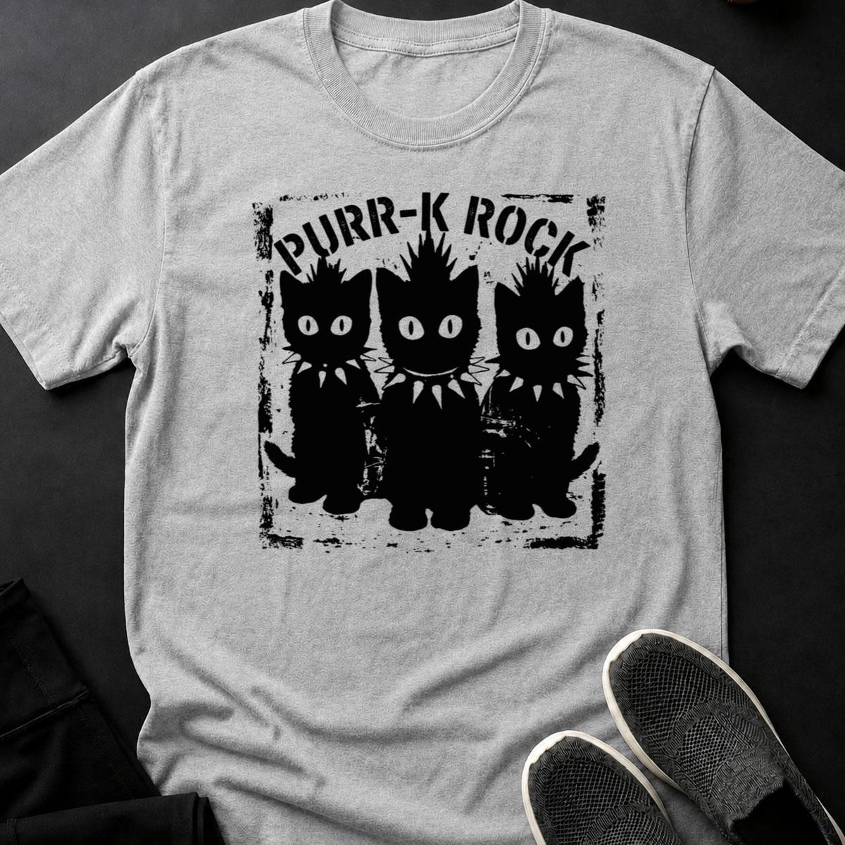 Purr K Rock Punk Cats Mohawk Tee