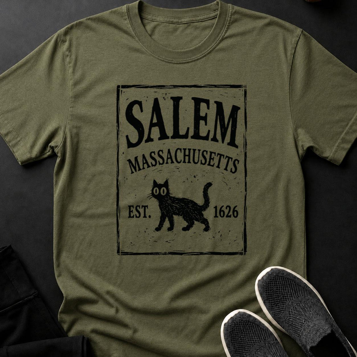 Salem Massachusetts Black Cat Tee