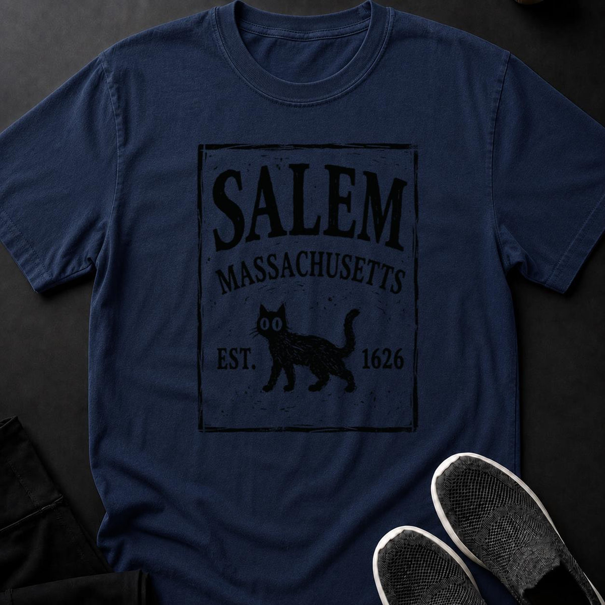 Salem Massachusetts Black Cat Tee