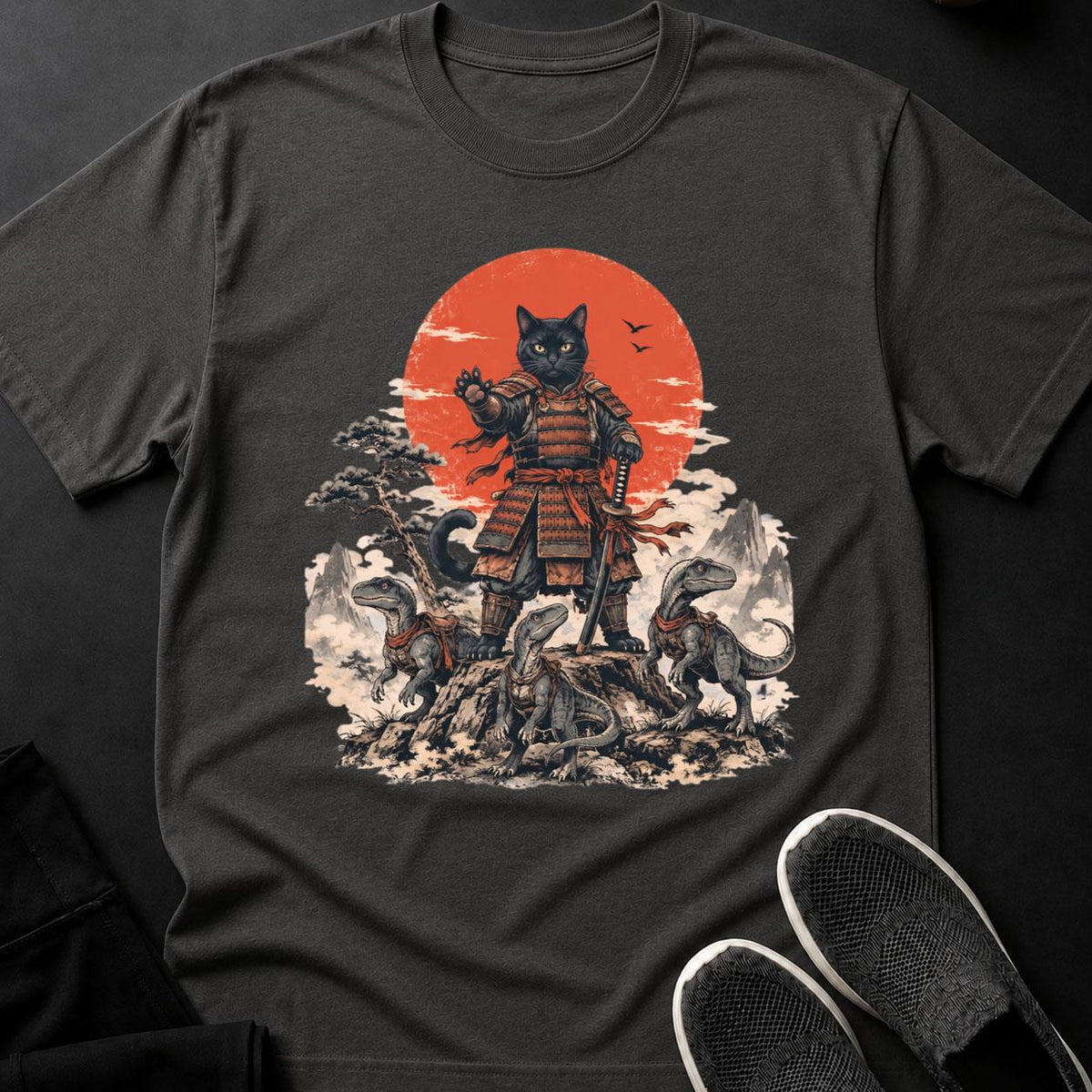 Samurai Cat Raptor Pack Commander Cat Tee