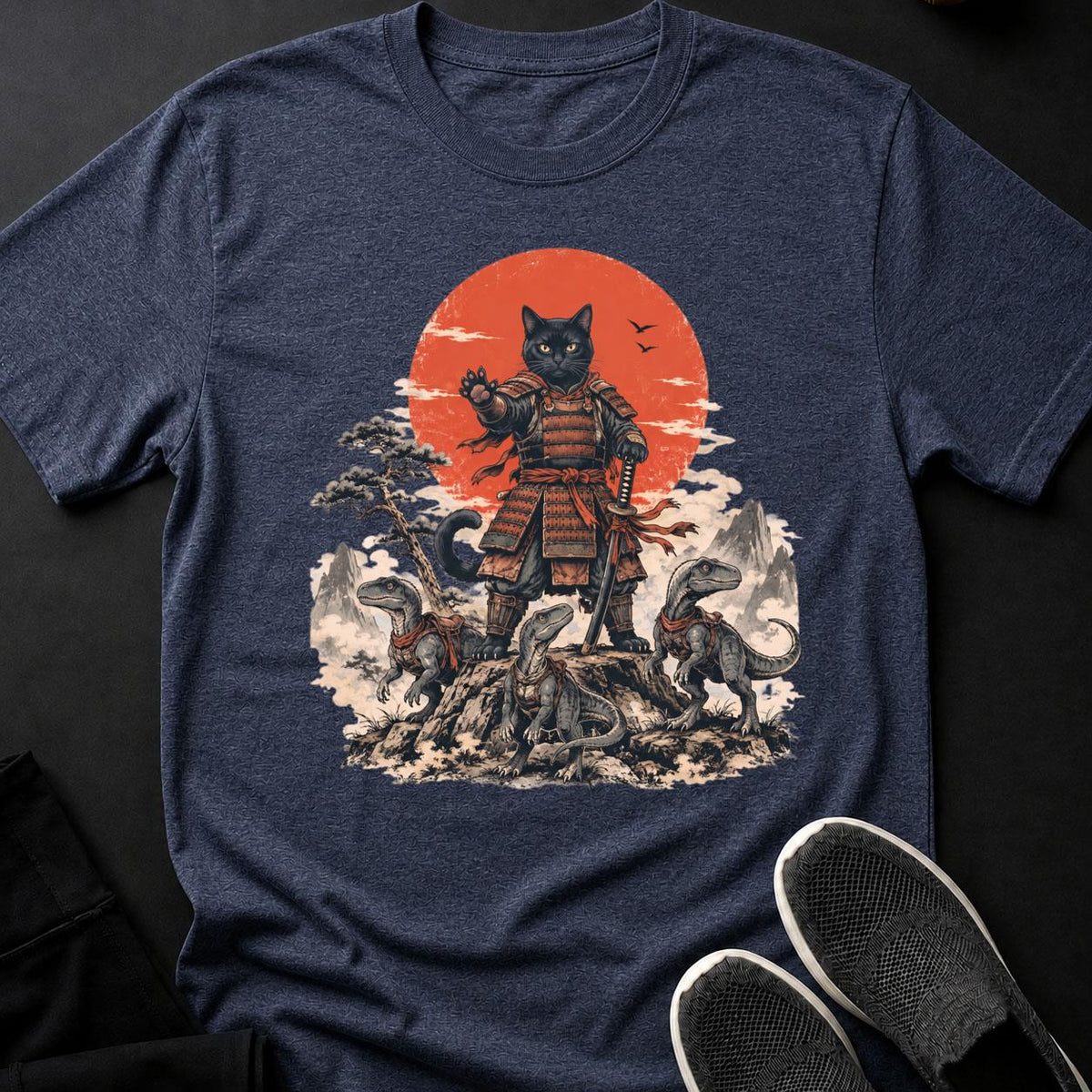 Samurai Cat Raptor Pack Commander Cat Tee