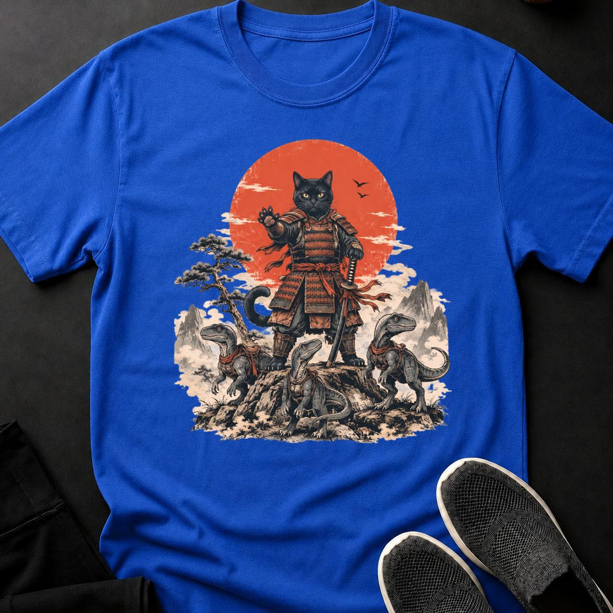 Samurai Cat Raptor Pack Commander Cat Tee