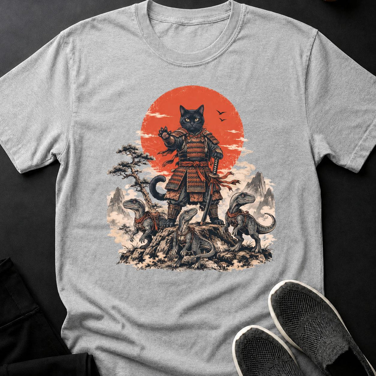 Samurai Cat Raptor Pack Commander Cat Tee