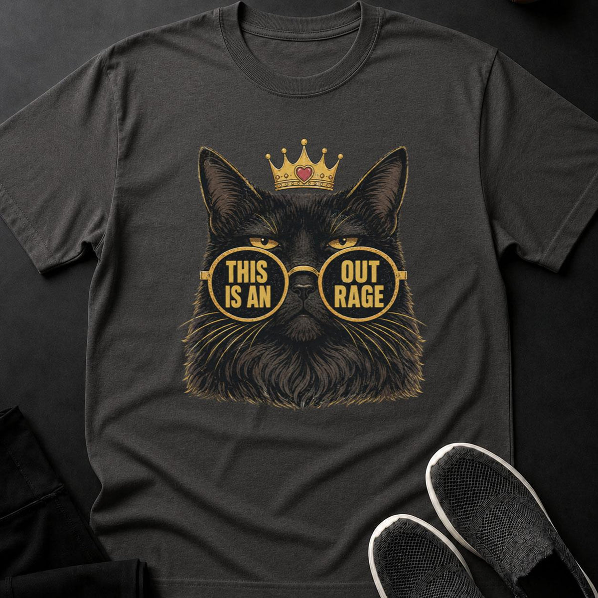 Sassy Regal Cat in Crowned Sunglasses